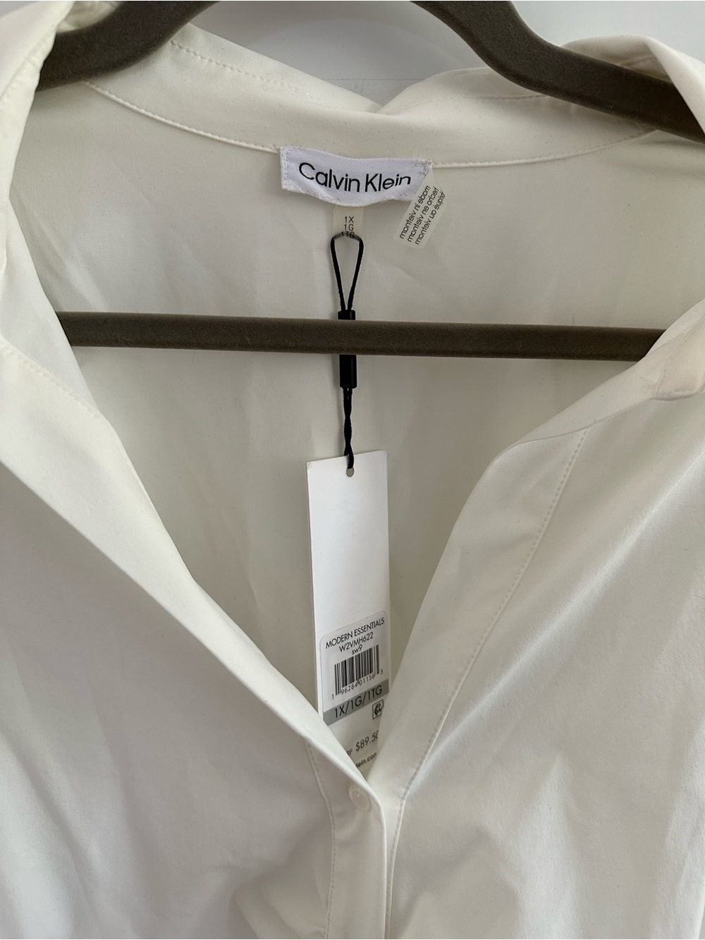 Calvin Klein Ivory Ruched-Front Button Down Shirt - Picture 4 of 6